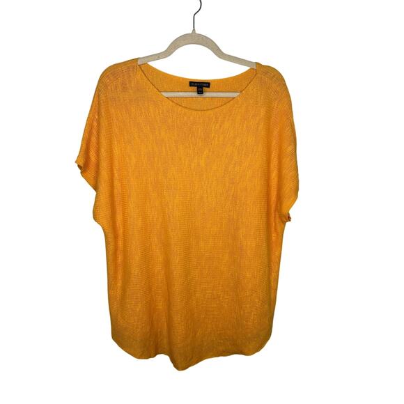 Eileen Fisher Tops - Eileen Fisher Organic Linen Cotton Blend Blouse Size Medium Marigold Orange Gold